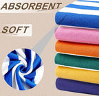 Genovega 4 Packs Oversized Stripe Beach Towel Thin Set for Women Men in Absorbent Big Extra Large XL Clearance Travel Family Toweling Accessories Essentials Adults Gift