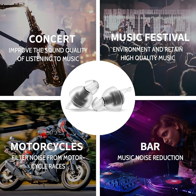 LYSIAN High Fidelity Concert Ear Plugs, 23dB Noise Reduction Musician Earplugs for Concerts, Festivals & Raves, Reusable Soft Earplugs with Aluminum Case, 2 Pairs Blue