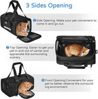 Wakytu Airline Approved Pet Carrier, Collapsible Cat Carrier, Expandable Dog Carrier, 900D High Density Oxford Cloth, Wear-Resisting, Anti Tearing, Safety Lock Zipper, Reflective Tape