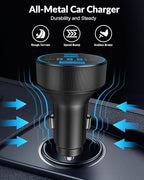130W 3-Port USB C Super Fast Car Charger (with Voltage Display) for Samsung Galaxy S26/S25/ S24/S23/S22 Ultra/Z Fold/Flip, Android Phone, Type C Car Charger Adapter Accessories + 240W 3FT USB C Cable