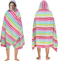 COTTON CRAFT Hooded Beach Towel - Oversized XXL 35x84 Towel with Hood for Adults - The Big Kahuna 7 Foot Beach Blanket Towel - Big & Tall Soft 100% Cotton Velour - Pool Bath Wrap - Pink Multi