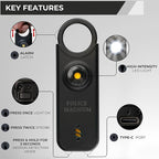 Police Magnum Personal Safety Alarm & Pepper Spray Combo Self Defense Pack for Women- Loud 135db Siren with Light & Max Strength Flip Top Pepper Spray Protection