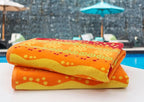 COTTON CRAFT Oversized Beach Towel - 2 Pack 35x70 XL Towels - 100% Cotton Big & Huge Pool Bath Towel - Plush Terry Jacquard Velour 450 GSM Super Soft Absorbent Luxury - Sunshine Orange Yellow