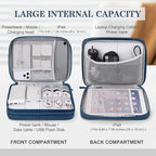 FYY Electronic Organizer, Extra Large Travel Cable Organizer Bag Pouch Portable Waterproof Double Layers All-in-One Storage Bag for iPad, Cable, Power Bank, Laptop Charger for Office/Home, Navy