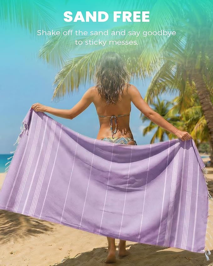 Antfuny 6 Packs Turkish Beach Towels Yoga Blanket Gym Workout Towel Mens Birthday Gift Ideas for Father Day Dad Husband Brother Uncle Son Daughter Boyfriend Male Boss Grandpa Him Appreciation Purple