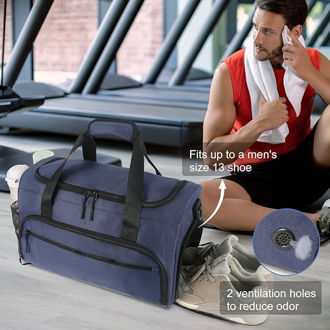 Gym Bag for Men Women, Sport Duffle Bag with Wet Pocket & Shoes Compartment, Water Resistant Overnight Weekender Bag Duffel Bag