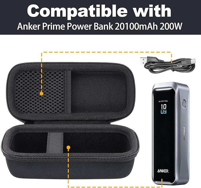 for Anker Prime Power Bank 20100mAh 220W Portable Charger Hard Travel Case,Portable Case Compatible with 20,100mAh 3-Port Portable Charger with 220W Output(Only Case)