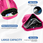 JELUTAR Drawstring Backpack Gym Bag with Shoes Compartment for Soccer, Basketball, Swim, Water-Resistant String Backpack Beach Cinch for Women Men, Rose