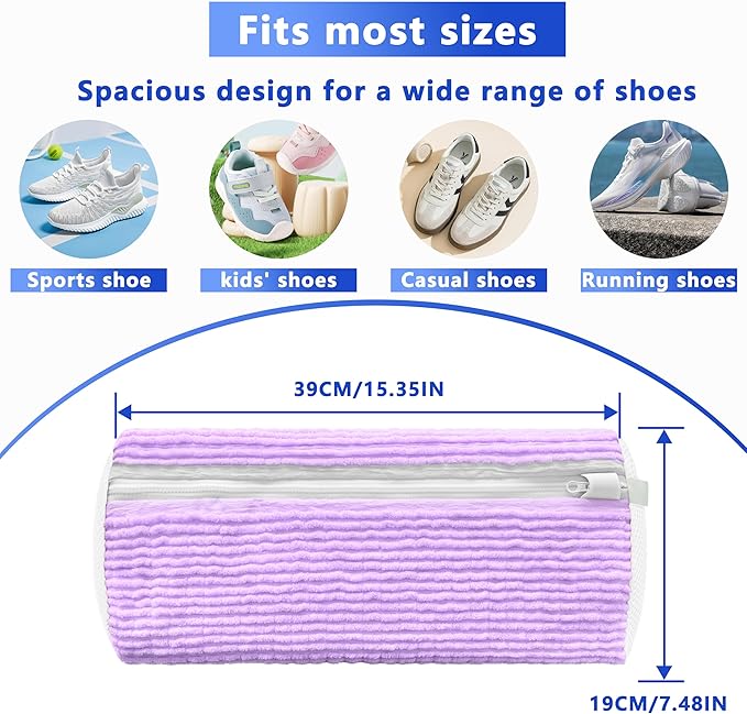 2Pcs Reusable Shoe Washing Machine Bag for Washer and Dryer:Free Up Hands, Prevent Deformation,shoe bag with Zipper Protection Design, Use for all Shoes,Sports Shoes
