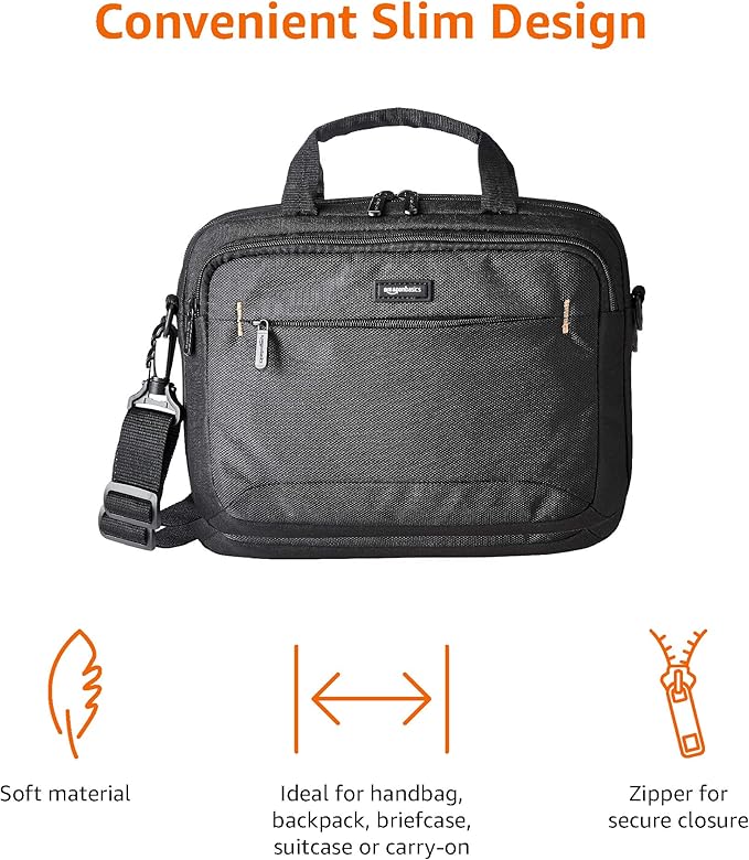 Amazon Basics Laptop Carrying Case with Adjustable Shoulder Strap, 11.6 in, Black, 10-Pack