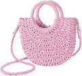 Womens Straw Beach Bag Woven Crossbody Shoulder Bags Top Handle Satchel Handbag Purse for Summer