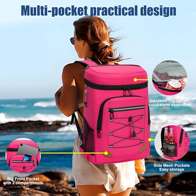 Backpack Cooler Insulated Leak Proof, Lightweight Soft Sided Cooler Backpack for Men Women, Waterproof Beach Cooler Bag Lunch Backpack for Camping Hiking Picnic Fishing Travel Outdoor