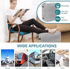 Inflatable Travel Foot Rest Pillow, Adjustable 3 Layers Height Leg Rest Pillow, Kids Airplane Bed, Adults Travel Essentials on Plane, Trains, Cars, Office, Home (Grey, 1 PC)