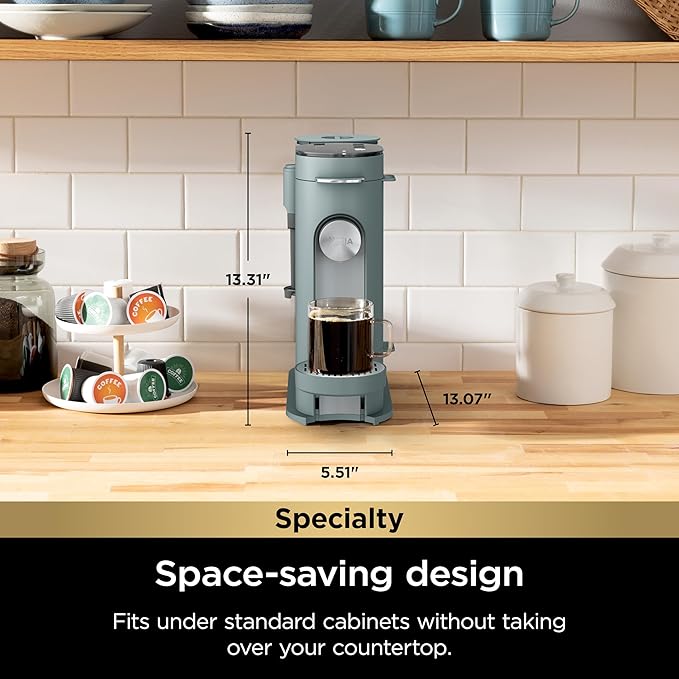 Ninja Pods & Grounds Specialty Single-Serve Coffee Maker, Compatible with K-Cups, Built-In Milk Frother, 6-oz. Cup to 24-oz. Travel Mug Sizes, Iced Coffee Maker, Sage Green, PB051SG (Renewed)