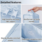 tianzong Travel Shoe Bag with Handle Holds 2 Pairs of Shoes, Shoe Packing Cubes for Travel (Blue, 2 Pack)