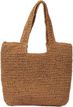 GOLDTIMO Beach Bags for Women - Summer Soft Large Woven Shoulder Purse Handbag, Beach Tote Straw Bag for Summer Vacation