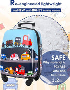 GURHODVO Kids Luggage with Spinner Wheels for Boys Girls Carry on Hardshell Suitcase Travel Trolley Toddlers Children Gift (vehole, 18inch)