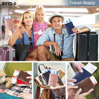 Passport Holder and Card Slot Combo RFID Blocking Leather Family Travel Passport Wallet Travel Accessories for Men Women US Passport Cover Protector (Travel black)