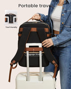 LOVEVOOK 50L Large Travel Backpack for Women Men Fits 17 Inch Laptop, Carry on Backpack for Traveling on Airplane, Personal Item Bag Airline Approved, Business Causal Weekender Backpack, Black-Brown