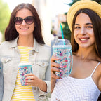 KJQJLY 3 Pack Reusable Iced Coffee Sleeves for Iced Coffee Cups or Drinks Reusable Neoprene Insulated Sleeves for Hot and Cold Drinks from Starbucks, Dunkin, And More (White Flower Bush)
