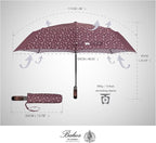 Balios Travel Folding Umbrella with Real Wood Handle Auto Open Close Vented Windproof Canopy - Designed in UK