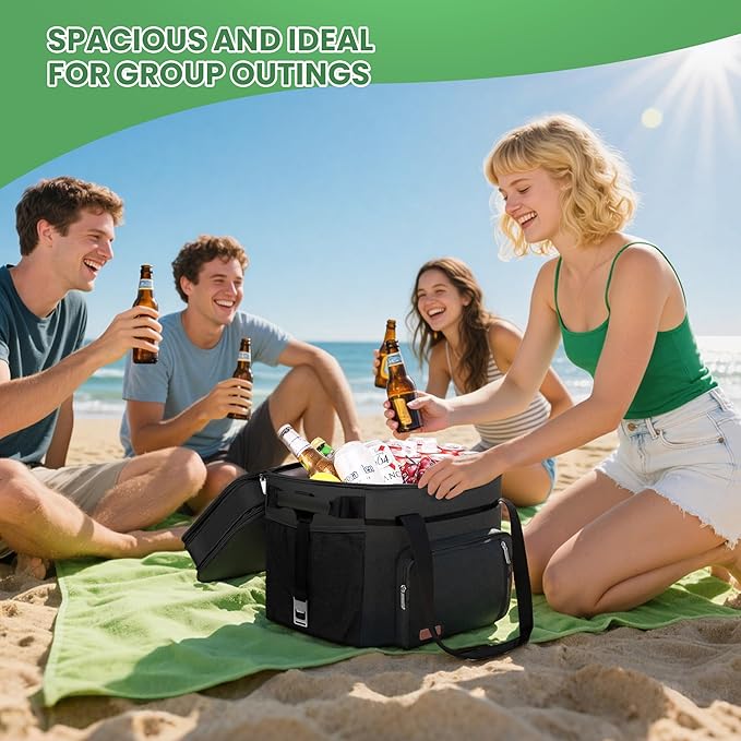 MIYCOO Cooler Bag Double Deck - 60 Can Leakproof Insulated Portable Soft Lunch Cooler, Extra Large Expandable Ice Chest Cooler for Beach, Picnic, Camping, Shopping
