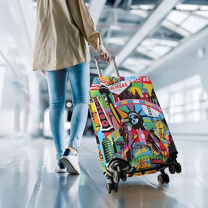 Travel Luggage Cover Suitcase Protector Fits 18-32 Inch Wheel Covers PatternedTravel Related Items Flower Luggage Protector Elastic XL