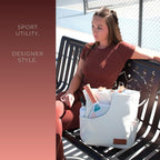 Designer Pickleball Bags for Women | Canvas & Vegan Leather Pickle Ball Tote Bag with Cover Pockets for 4 Paddles | 14"x12"x5.5" Small/Medium Tote Bag with Paddle Pocket & Fence Hook