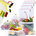 15-Pack Reusable Produce Bags – Heavy Duty Washable Mesh Grocery & Vegetable Bags with Drawstring, Eco-Friendly for Fruits, Food, Toys & Travel Storage