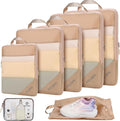 PFEYRPK Lightweight Compression Packing Cubes for Suitcases, Compressible Expandable Travel Packing Organizer with Clear Toiletries and Backpack Bag, Travel Essentials for Carry on Luggage 7 Set