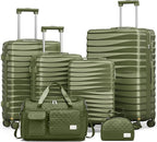 Joyway Luggage Sets 6 Piece with Detachable Spinner Wheels, Lightweight Hard Shell Travel Suitcse Set with TSA Lock (Green, 6 Piece Set)