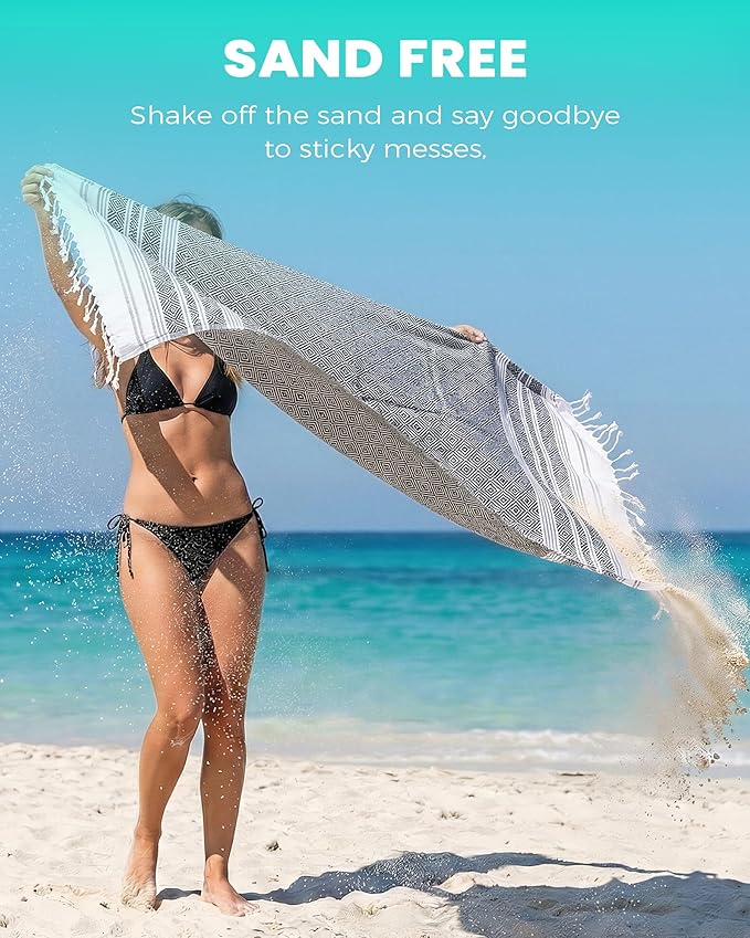 2 Pack Turkish Beach Towel Quick Dry Sand Free Mens Birthday Gift Idea for Dad Father Day Husband Brother Uncle Boyfriend in Law Male Boss Grandpa Him Retirement 60th 50th 40th 30th Wife Daughter Son