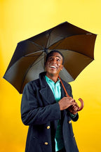 Totes Auto Open Water Repellent Stick Umbrella with Classic Wood J Hook Handle