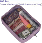 Remobia Hicol TSA Approved 5-Piece Diaper Bag Organizer Pouch Set Clear Waterproof TPU Kids Toiletry Storage Set Travel Packing Clutch Cube Bags for Baby Nursing (Purple)
