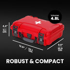 NANUK 909 Waterproof First Aid Box Empty – Durable, Medical First Aid Organizer Case, IP67-Rated, Dustproof, Impact-Resistant, and Floats (11.4" x 7.0" x 3.7") – Red