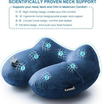 Keemall Inflatable Neck Pillow Airplane, Comfortable Inflatable Travel Neck Pillows for Airplanes Traveling on Plane, Soft Plush Cover Head Neck Rest Sleeping Long Flight for Car Train Office Home
