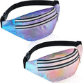 Frienda 2 Pieces Holographic Fanny Pack for Women Colorful Sport Waist Bag Pack