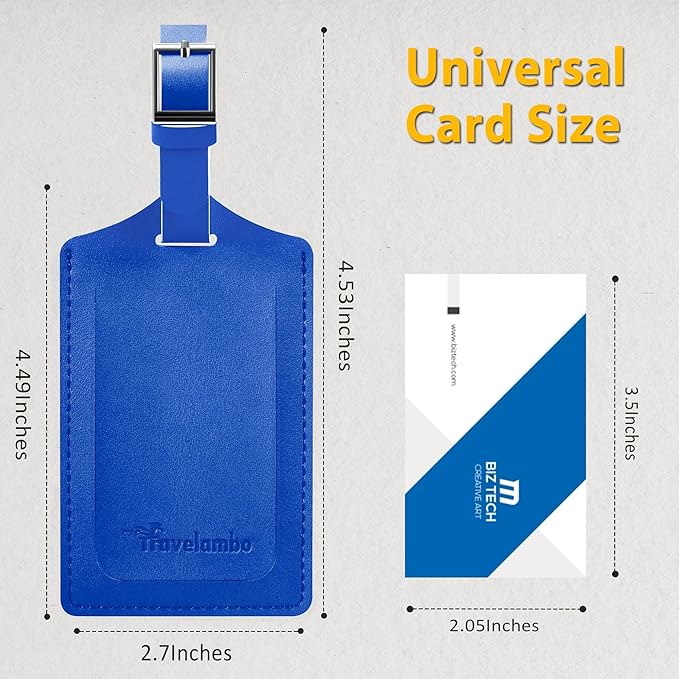 Travelambo Luggage Tags for Suitcases Faux Leather Privacy Protection 6 Pack Bag Tags Travel Accessories Essential, Fresh Blue