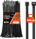 Zip Ties Heavy Duty 12 inch，V-Shaped Toothed Double Sided With 200 LBS Tensile Strength Cable Ties ，Extra Large Wire Ties Adjustable Nylon Tie Wraps for Indoor Outdoor Patented Design（80 Pack Black）