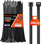 Zip Ties Heavy Duty 12 inch，V-Shaped Toothed Double Sided With 200 LBS Tensile Strength Cable Ties ，Extra Large Wire Ties Adjustable Nylon Tie Wraps for Indoor Outdoor Patented Design（80 Pack Black）