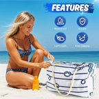 SRISE Large Beach Bag for Women & Men, Beach Bags Waterproof Sandproof, Travel Tote Bag, Swim Pool Bag for Family Outdoor
