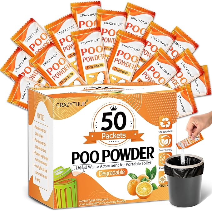 Portable Toilet Gel, Poo Powder for Portable Toilet, Camping Toilet Gel, Pee Powder, Portable Toilet Powder for Outdoor Camping and Hiking Toilet Gel Powder