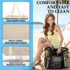 Fammart Mesh Beach Bag, Large Beach Tote with Zipper Pocket, Toys Pool Bag for Family Travel Vacation Cruise Essentials