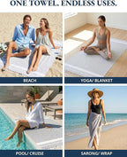 LANE LINEN Large Pool Towels, XL Beach Towel, Pre-Washed, No Shrink, Quick Dry Oversized Beach Towels, Stylish Beach Towel for Women, Sand Free Towel, 39"x71" - Grey