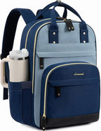 LOVEVOOK Laptop Backpack Women with Giant Tumbler Holder,17.3 inch Work Travel Backpack Computer Laptop Bag,Cute College Nurse Teacher Backpack Purse,Gift for Women & Men,Indigo blue-Mint green-Indigo