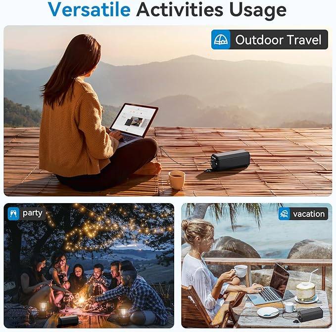 Portable Power Bank with AC Outlet, 100W Portable Laptop Charger, 98Wh/27000mAh High Capacity with 65W PD USB C Laptop Battery Bank, Backup Power Source for Business Travel and Outdoor Activities
