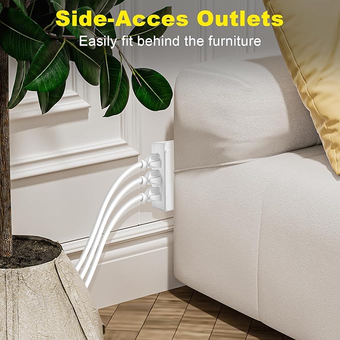6-Outlet Wall Adapter, ETL Listed 3-Prong Grounded Side Access Power Strip, Indoor Use for Home, Office (1 Pack)