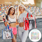 Eccliy 30 Pack 12x12x6 Inch Clear Tote Bag Stadium Approved Bulk Plastic Beach Tote Gift Bag with Handle for Gym Sports | 30 Pack, 12x12x6 Inch, Stadium Approved, Bulk, with Handle, Tote Gift Bag