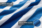 Velour Cabana Beach Towel 4 Pack, 30” x 60” Soft Plush Cotton Pool Towel, Absorbent Quick Dry Travel Towel for Beach, Pool, Spa (Classic Navy)