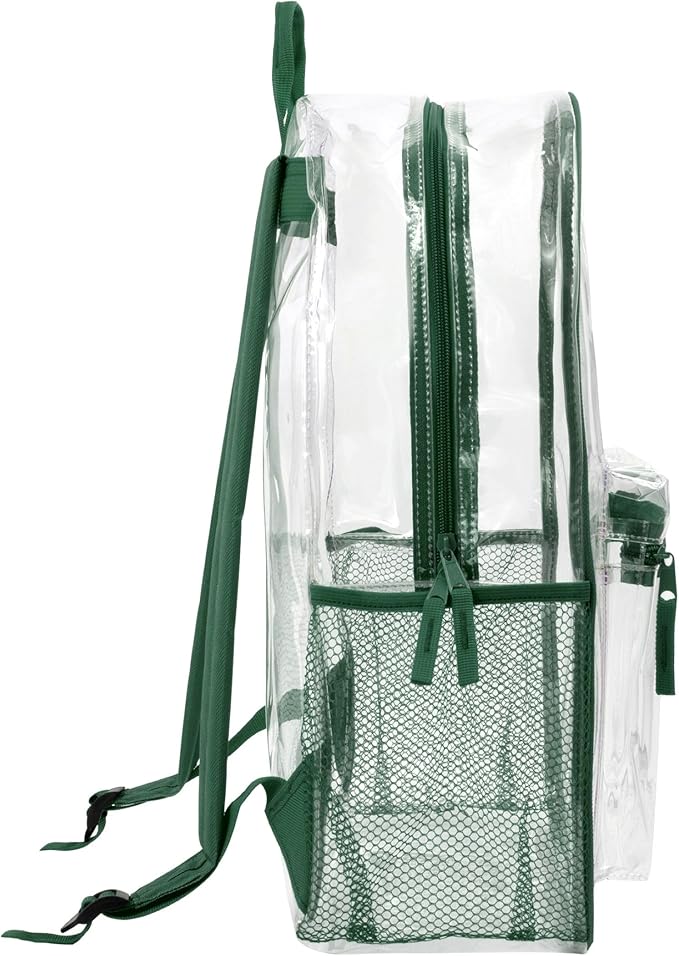 Trail maker Clear Backpack Heavy Duty with Padded Straps, Side Pockets for Kids, Boys, Girls, School, Stadium Approved Events